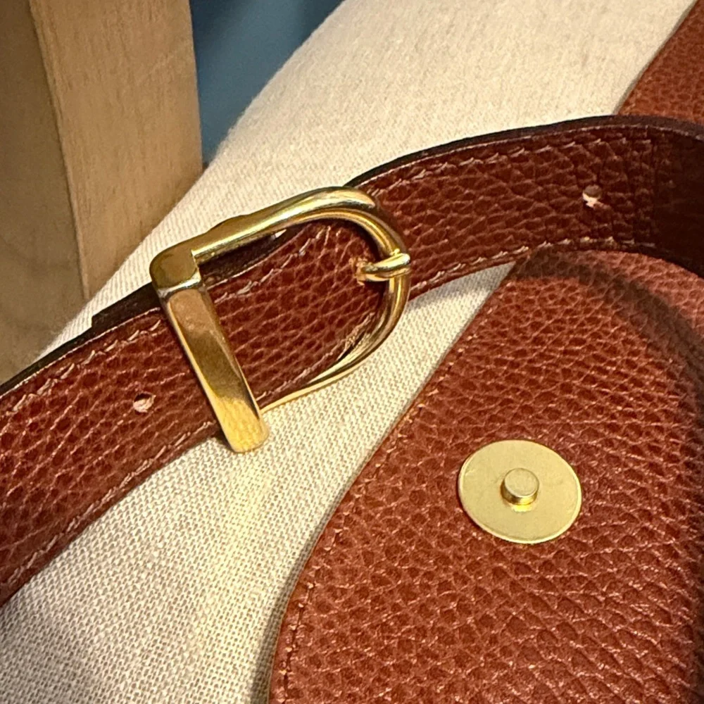 Lord & Taylor Vintage Rich Brown Leather Messenger Bag